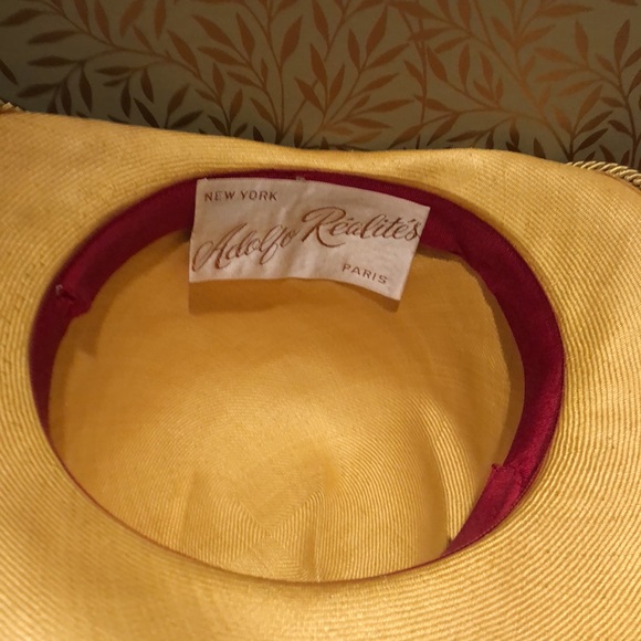 Vintage fine straw Aldolfo Realites gold hat - Picture 6 of 9